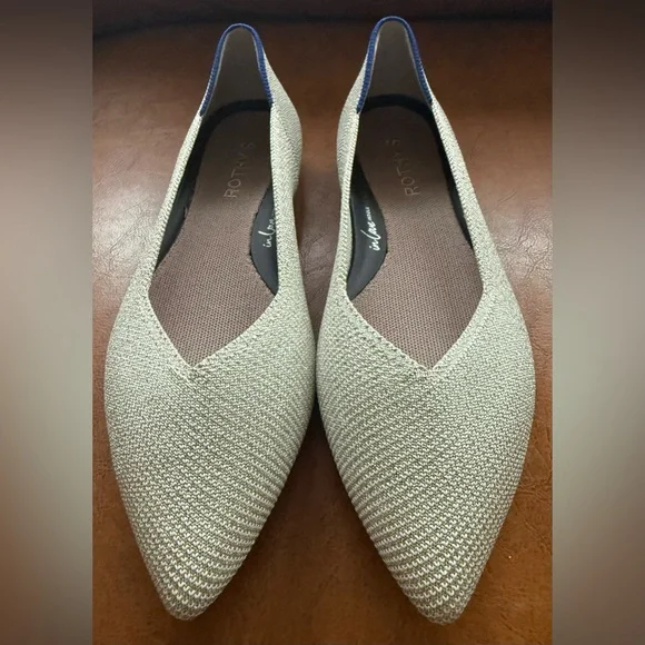 Rothy’s The Point II Diamond Twill Flats Size 8.5 Platinum Pointed Toe NWOB - Picture 5 of 11